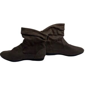 Joe Boxer Brown Suede Slouch Ankle Boots Women Size 8M Flat Comfort Boho